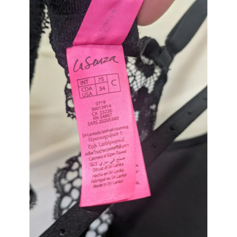 La‎ Senza BEYOND SEXY Lace Overlay Plunge Bra Black Nude Size 34C - Picture 9 of 9